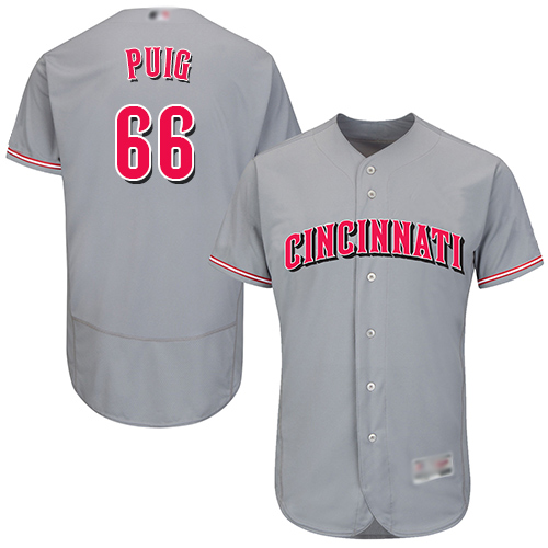 Reds #66 Yasiel Puig Grey Flexbase Authentic Collection Stitched MLB Jersey Reds #66 Yasiel Puig Grey Flexbase Authentic Collection Stitched MLB Jersey