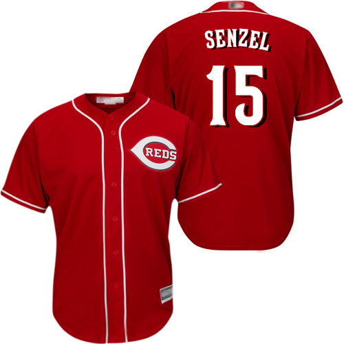 Reds #15 Nick Senzel Red New Cool Base Stitched MLB Jersey Reds #15 Nick Senzel Red New Cool Base Stitched MLB Jersey