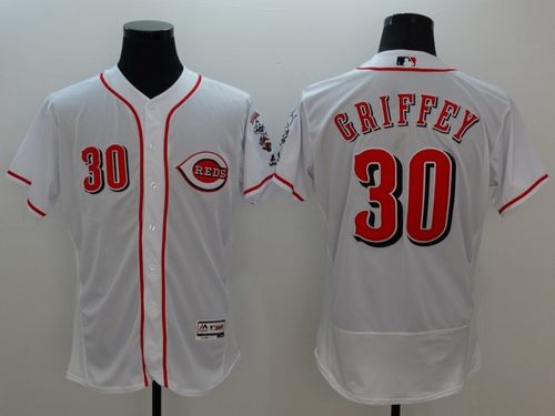 Reds #30 Ken Griffey White Flexbase Authentic Collection Stitched MLB Jersey Reds #30 Ken Griffey White Flexbase Authentic Collection Stitched MLB Jersey