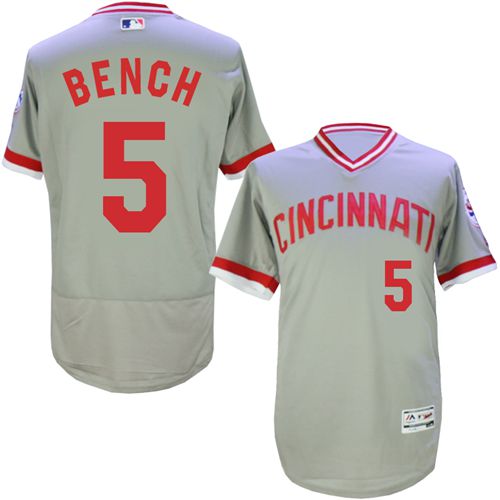 Reds #5 Johnny Bench Grey Flexbase Authentic Collection Cooperstown Stitched MLB Jersey Reds #5 Johnny Bench Grey Flexbase Authentic Collection Cooperstown Stitched MLB Jersey