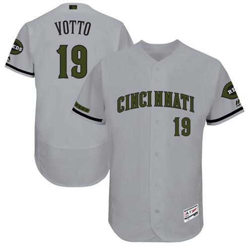 Reds #19 Joey Votto Grey Flexbase Authentic Collection Memorial Day Stitched MLB Jersey Reds #19 Joey Votto Grey Flexbase Authentic Collection Memorial Day Stitched MLB Jersey