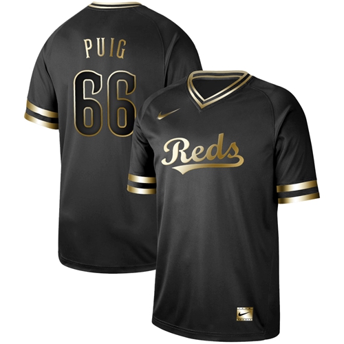 Nike Reds #66 Yasiel Puig Black Gold Authentic Stitched MLB Jersey Nike Reds #66 Yasiel Puig Black Gold Authentic Stitched MLB Jersey