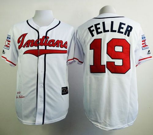 Mitchell And Ness 1948 Indians #19 Bob Feller White Stitched MLB Jersey Mitchell And Ness 1948 Indians #19 Bob Feller White Stitched MLB Jersey
