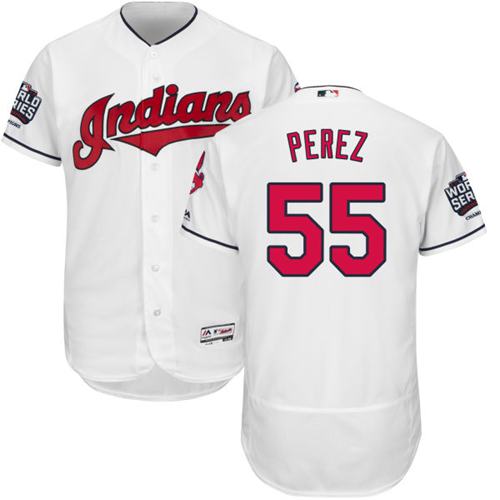Indians #55 Roberto Perez White Flexbase Authentic Collection 2016 World Series Bound Stitched MLB Jersey Indians #55 Roberto Perez White Flexbase Authentic Collection 2016 World Series Bound Stitched MLB Jersey