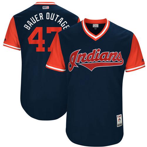 Indians #47 Trevor Bauer Navy 
