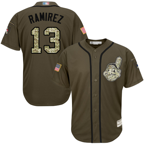 Indians #13 Hanley Ramirez Green Salute to Service Stitched MLB Jersey Indians #13 Hanley Ramirez Green Salute to Service Stitched MLB Jersey