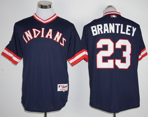 Indians #23 Michael Brantley Navy Blue 1976 Turn Back The Clock Stitched MLB Jersey Indians #23 Michael Brantley Navy Blue 1976 Turn Back The Clock Stitched MLB Jersey