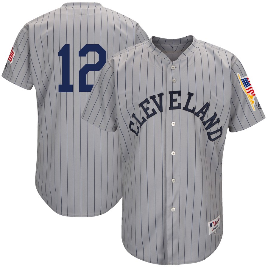 Indians #12 Francisco Lindor Gray 1917 Turn Back the Clock Authentic Stitched MLB Jersey Indians #12 Francisco Lindor Gray 1917 Turn Back the Clock Authentic Stitched MLB Jersey