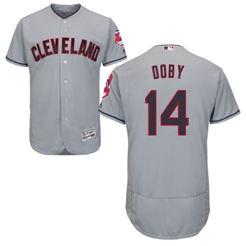 Indians #14 Larry Doby Grey Flexbase Authentic Collection Stitched MLB Jersey Indians #14 Larry Doby Grey Flexbase Authentic Collection Stitched MLB Jersey
