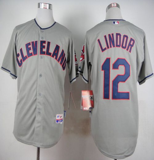 Indians #12 Francisco Lindor Grey Cool Base Stitched MLB Jersey Indians #12 Francisco Lindor Grey Cool Base Stitched MLB Jersey