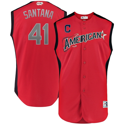 Indians #41 Carlos Santana Red 2019 All-Star American League Stitched MLB Jersey Indians #41 Carlos Santana Red 2019 All-Star American League Stitched MLB Jersey