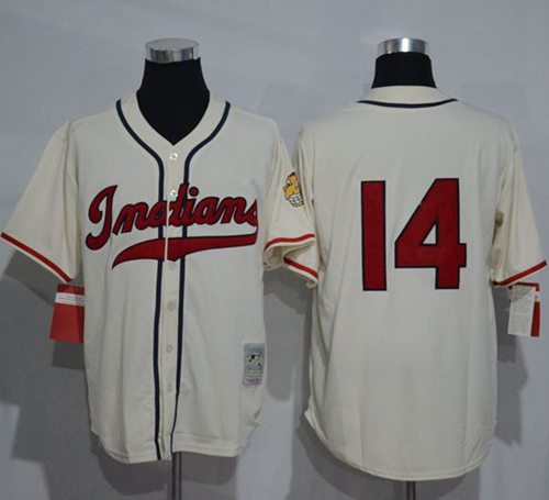 Mitchell And Ness 1948 Indians #14 Larry Doby Cream Throwback Stitched MLB Jersey Mitchell And Ness 1948 Indians #14 Larry Doby Cream Throwback Stitched MLB Jersey