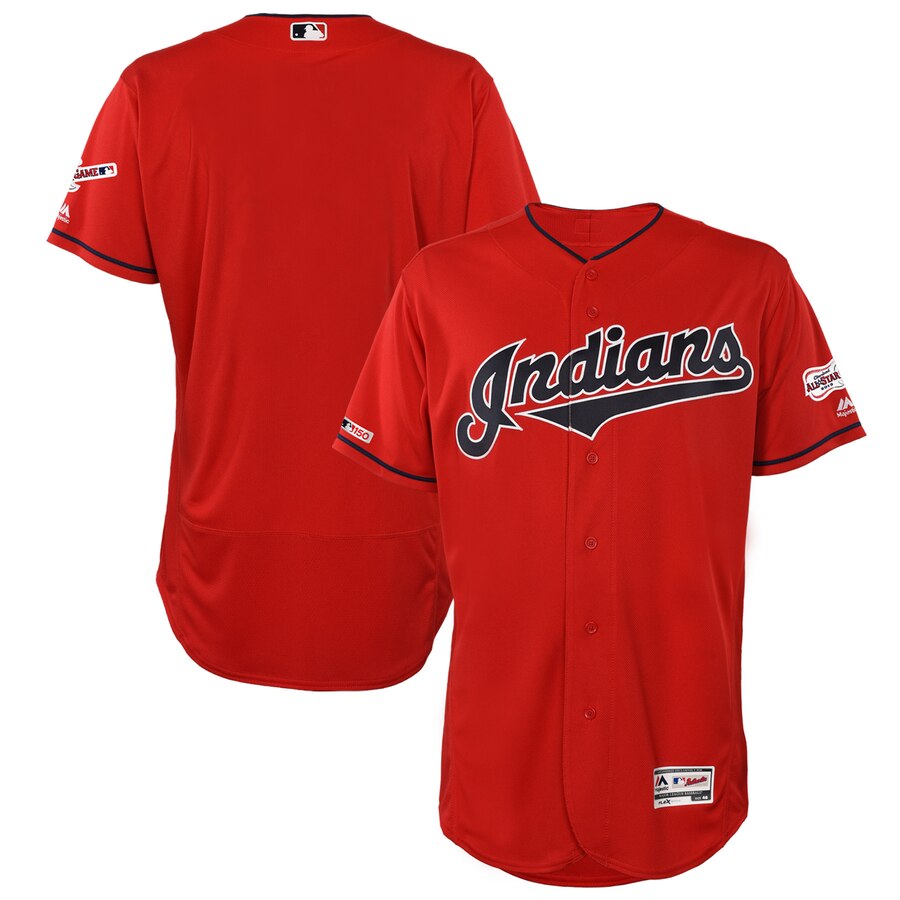 Cleveland Indians Blank Majestic Alternate 2019 All-Star Game Patch Flex Base Team Jersey Scarlet