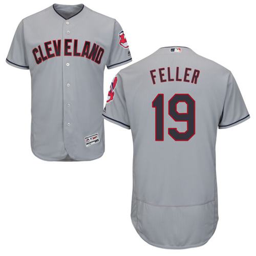 Indians #19 Bob Feller Grey Flexbase Authentic Collection Stitched MLB Jersey Indians #19 Bob Feller Grey Flexbase Authentic Collection Stitched MLB Jersey