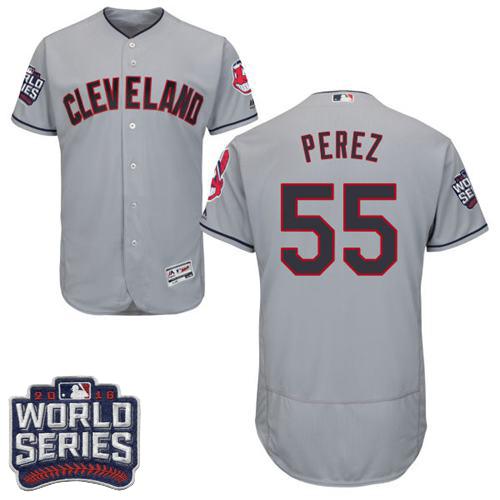 Indians #55 Roberto Perez Grey Flexbase Authentic Collection 2016 World Series Bound Stitched MLB Jersey Indians #55 Roberto Perez Grey Flexbase Authentic Collection 2016 World Series Bound Stitched MLB Jersey
