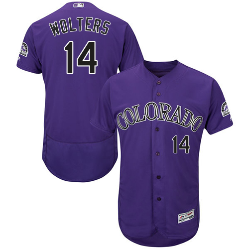 Rockies #14 Tony Wolters Purple Flexbase Authentic Collection Stitched MLB Jersey Rockies #14 Tony Wolters Purple Flexbase Authentic Collection Stitched MLB Jersey