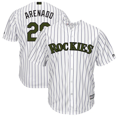 Rockies #28 Nolan Arenado White Strip New Cool Base 2018 Memorial Day Stitched MLB Jersey Rockies #28 Nolan Arenado White Strip New Cool Base 2018 Memorial Day Stitched MLB Jersey