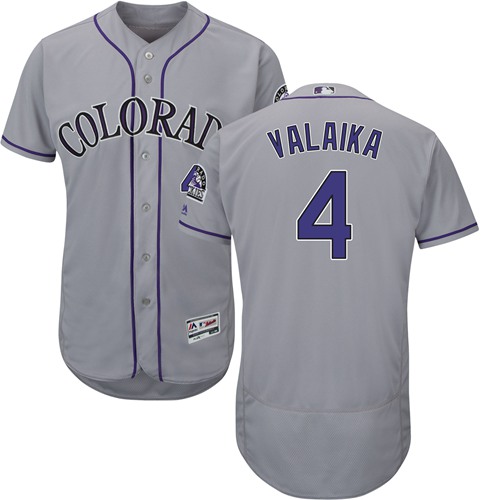 Rockies #4 Pat Valaika Grey Flexbase Authentic Collection Stitched MLB Jersey Rockies #4 Pat Valaika Grey Flexbase Authentic Collection Stitched MLB Jersey