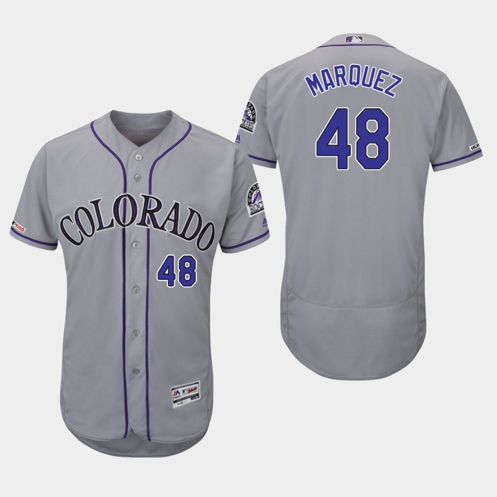 Rockies #48 German Marquez Grey Flexbase Authentic Collection Stitched MLB Jersey Rockies #48 German Marquez Grey Flexbase Authentic Collection Stitched MLB Jersey
