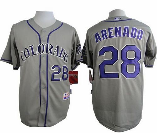 Rockies #28 Nolan Arenado Grey Cool Base Stitched MLB Jersey Rockies #28 Nolan Arenado Grey Cool Base Stitched MLB Jersey