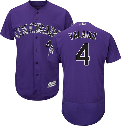Rockies #4 Pat Valaika Purple Flexbase Authentic Collection Stitched MLB Jersey Rockies #4 Pat Valaika Purple Flexbase Authentic Collection Stitched MLB Jersey