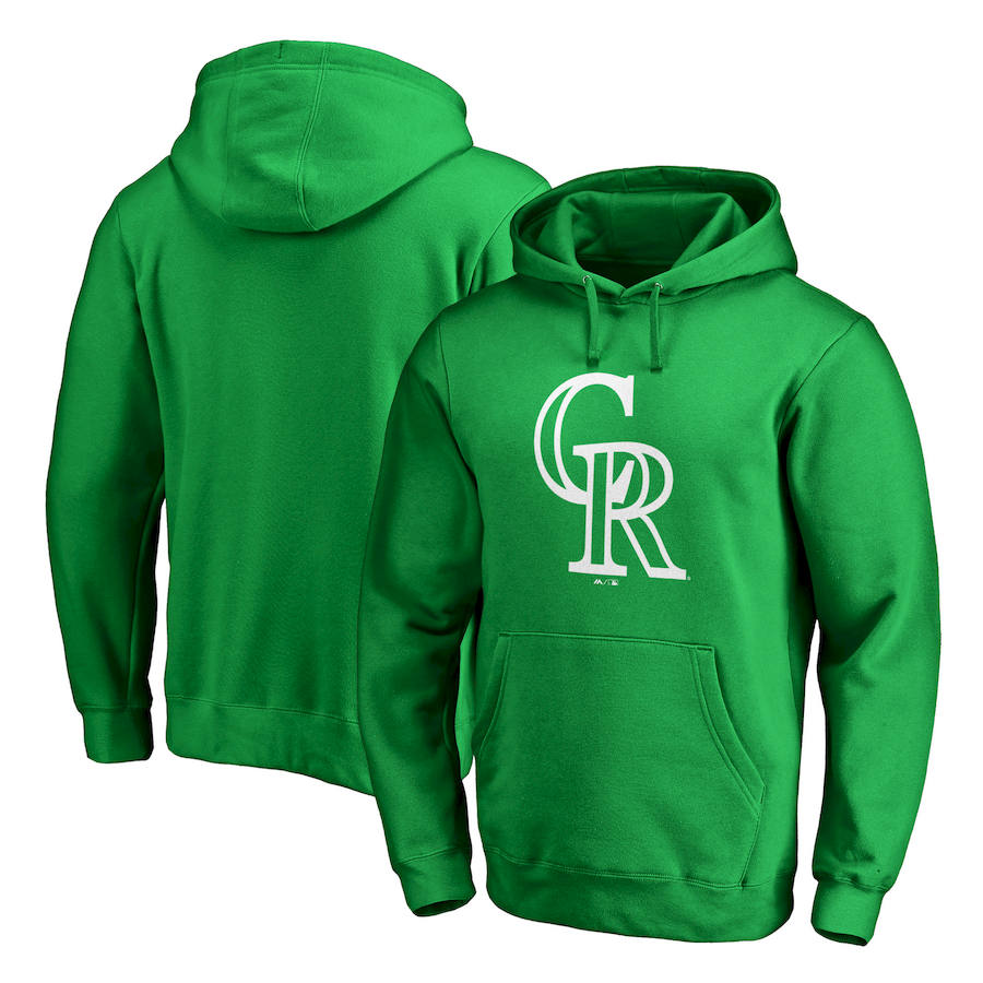 Colorado Rockies Majestic St. Patrick's Day White Logo Pullover Hoodie Kelly Green Colorado Rockies Majestic St. Patrick's Day White Logo Pullover Hoodie Kelly Green