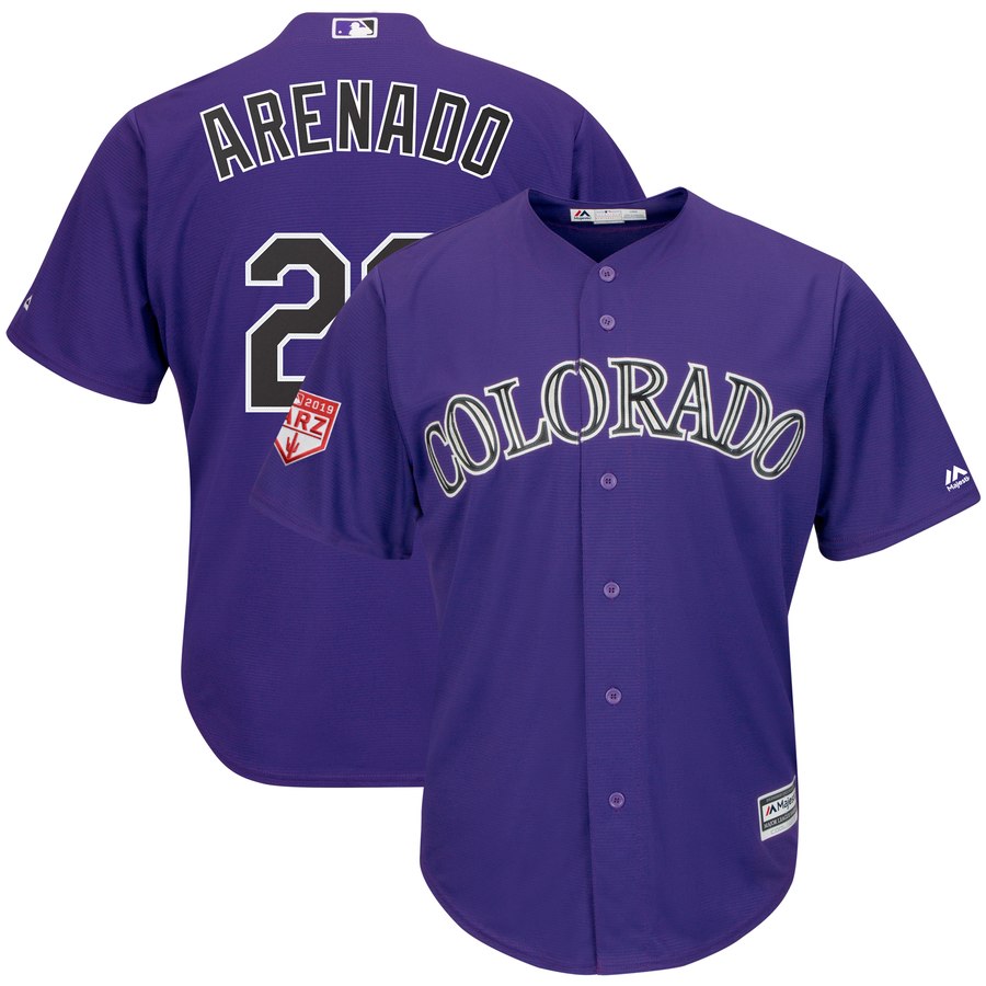 Rockies #28 Nolan Arenado Purple 2019 Spring Training Cool Base Stitched MLB Jersey Rockies #28 Nolan Arenado Purple 2019 Spring Training Cool Base Stitched MLB Jersey
