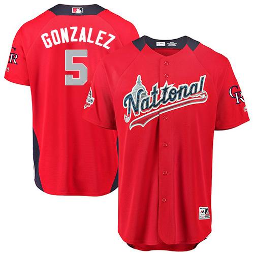 Rockies #5 Carlos Gonzalez Red 2018 All-Star National League Stitched MLB Jersey Rockies #5 Carlos Gonzalez Red 2018 All-Star National League Stitched MLB Jersey
