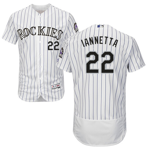 Rockies #22 Chris Iannetta White Strip Flexbase Authentic Collection Stitched MLB Jersey Rockies #22 Chris Iannetta White Strip Flexbase Authentic Collection Stitched MLB Jersey