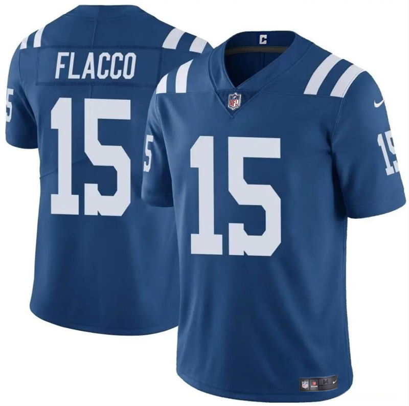 Men's Indianapolis Colts #15 Joe Flacco Blue Vapor Limited Stitched Football Jersey Men's Indianapolis Colts #15 Joe Flacco Blue Vapor Limited Stitched Football Jersey