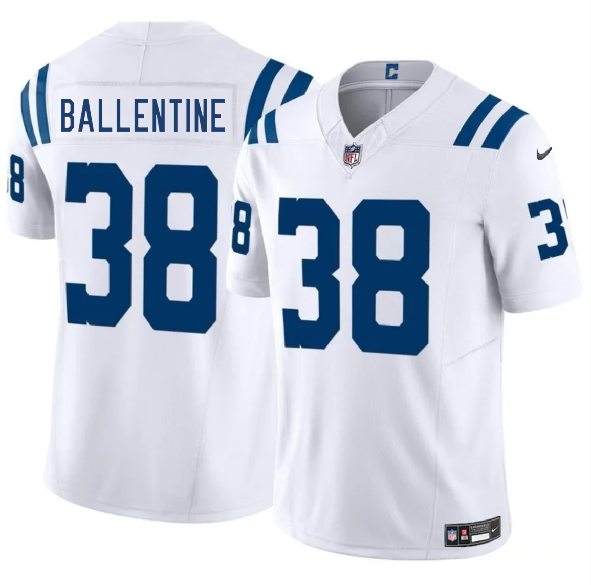 Men's Indianapolis Colts #38 Corey Ballentine White 2025 F.U.S.E. Vapor Limited Stitched Football Jersey Men's Indianapolis Colts #38 Corey Ballentine White 2025 F.U.S.E. Vapor Limited Stitched Football Jersey