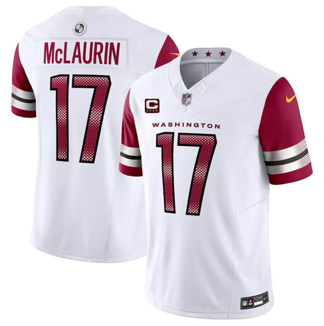 Men's Washington Commanders #17 Terry McLaurin White 2023 F.U.S.E. With 4-Star C Patch Vapor Limited Stitched Football Jersey Men's Washington Commanders #17 Terry McLaurin White 2023 F.U.S.E. With 4-Star C Patch Vapor Limited Stitched Football Jersey