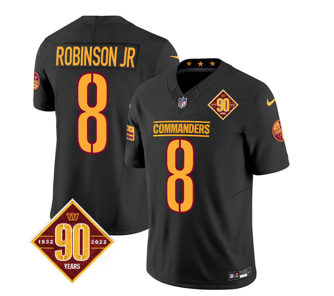 Men's Washington Commanders #8 Brian Robinson Black 2023 F.U.S.E. 90th Anniversary Vapor Limited Stitched Football Jersey