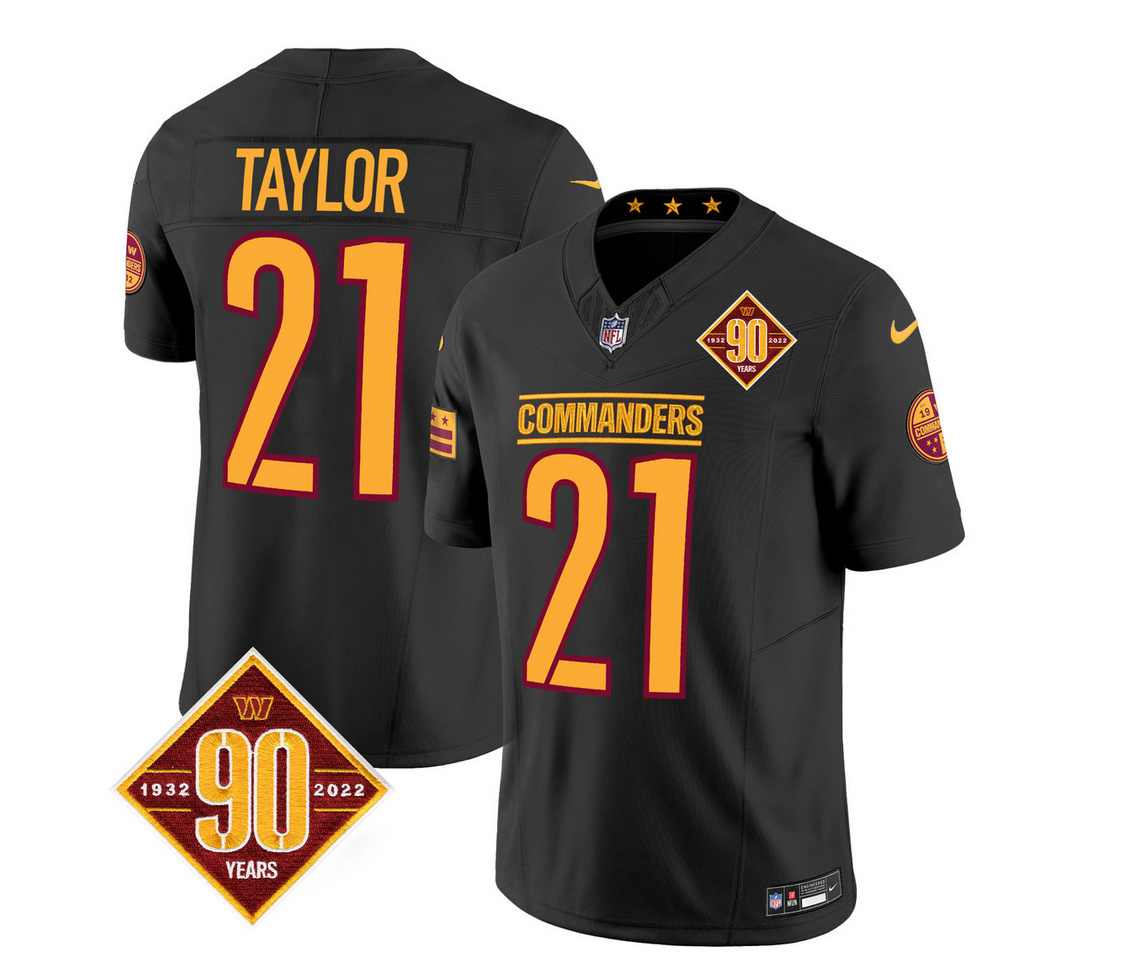 Men's Washington Commanders #21 Sean Taylor Black 2023 F.U.S.E. 90th Anniversary Vapor Limited Stitched Football Jersey Men's Washington Commanders #21 Sean Taylor Black 2023 F.U.S.E. 90th Anniversary Vapor Limited Stitched Football Jersey
