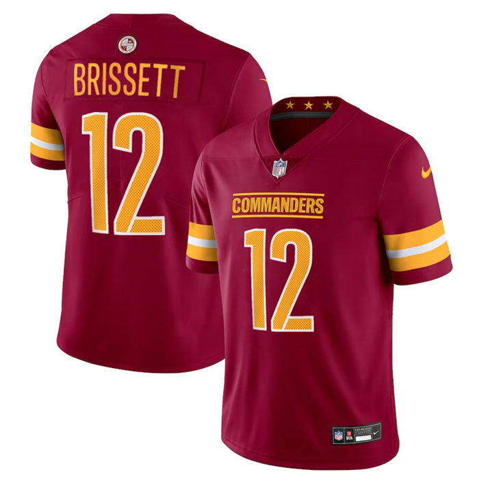 Men's Washington Commanders #12 Jacoby Brissett Burgundy 2023 F.U.S.E. Vapor Limited Stitched Football Jersey Men's Washington Commanders #12 Jacoby Brissett Burgundy 2023 F.U.S.E. Vapor Limited Stitched Football Jersey