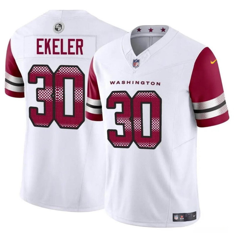 Men's Washington Commanders #30 Austin Ekeler White 2023 F.U.S.E Vapor Limited Stitched Football Jersey Men's Washington Commanders #30 Austin Ekeler White 2023 F.U.S.E Vapor Limited Stitched Football Jersey