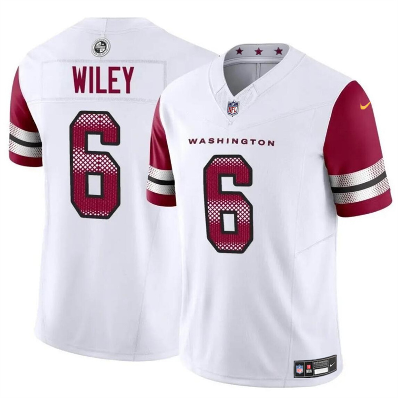 Men's Washington Commanders #6 Michael Wiley White 2024 F.U.S.E Vapor Limited Stitched Football Jersey Men's Washington Commanders #6 Michael Wiley White 2024 F.U.S.E Vapor Limited Stitched Football Jersey