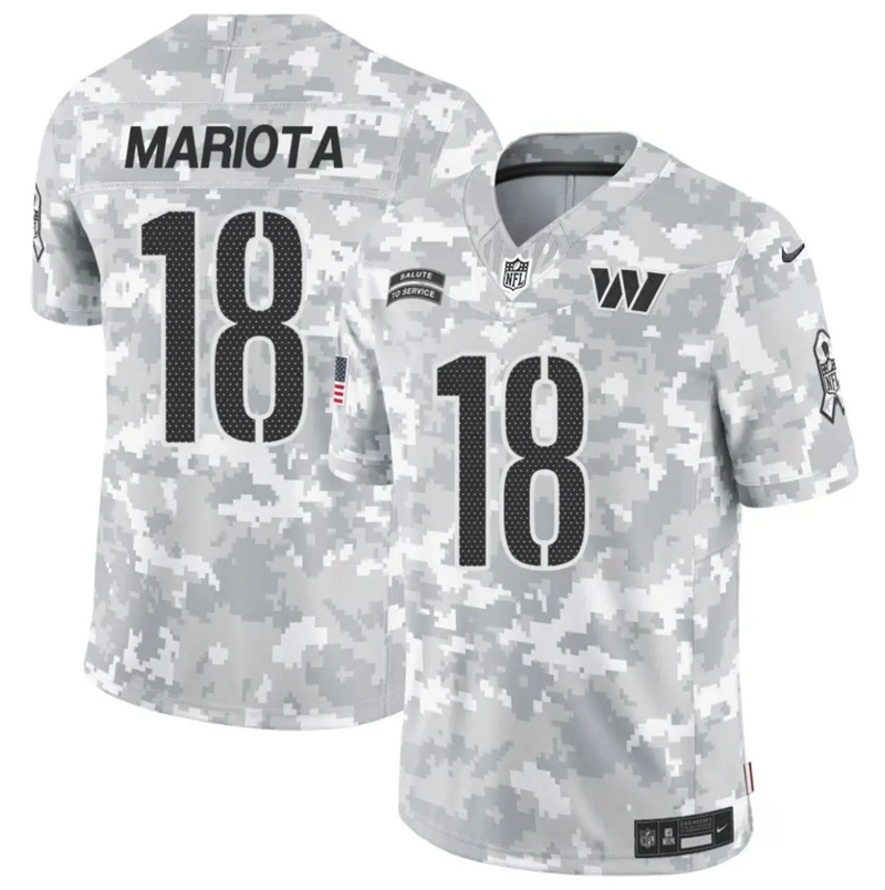 Men's Washington Commanders #18 Marcus Mariota 2024 F.U.S.E Arctic Camo Salute to Service Limited Stitched Football Jersey Men's Washington Commanders #18 Marcus Mariota 2024 F.U.S.E Arctic Camo Salute to Service Limited Stitched Football Jersey