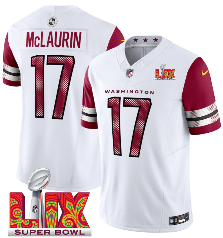 Men's Washington Commanders #17 Terry McLaurin White F.U.S.E. 24/25 Super Bowl LIX Vapor Untouchable Limited Stitched Football Jersey