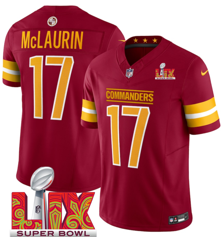 Men's Washington Commanders #17 Terry McLaurin Burgundy F.U.S.E. 24/25 Super Bowl LIX Vapor Untouchable Limited Stitched Football Jersey Men's Washington Commanders #17 Terry McLaurin Burgundy F.U.S.E. 24/25 Super Bowl LIX Vapor Untouchable Limited Stitched Football Jersey