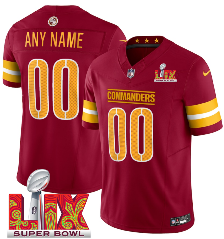 Men's Washington Commanders Active Player Custom Burgundy F.U.S.E. 24/25 Super Bowl LIX Vapor Untouchable Limited Stitched Football Jersey Men's Washington Commanders Active Player Custom Burgundy F.U.S.E. 24/25 Super Bowl LIX Vapor Untouchable Limited Stitched Football Jersey