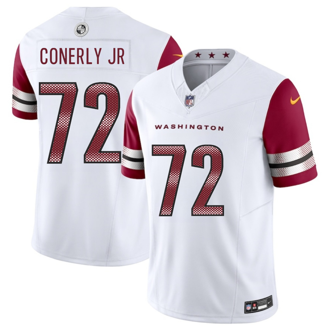 Men's Washington Commanders Josh Conerly Jr White 2025 Draft F.U.S.E. Vapor Limited Stitched Football Jersey Men's Washington Commanders Josh Conerly Jr White 2025 Draft F.U.S.E. Vapor Limited Stitched Football Jersey