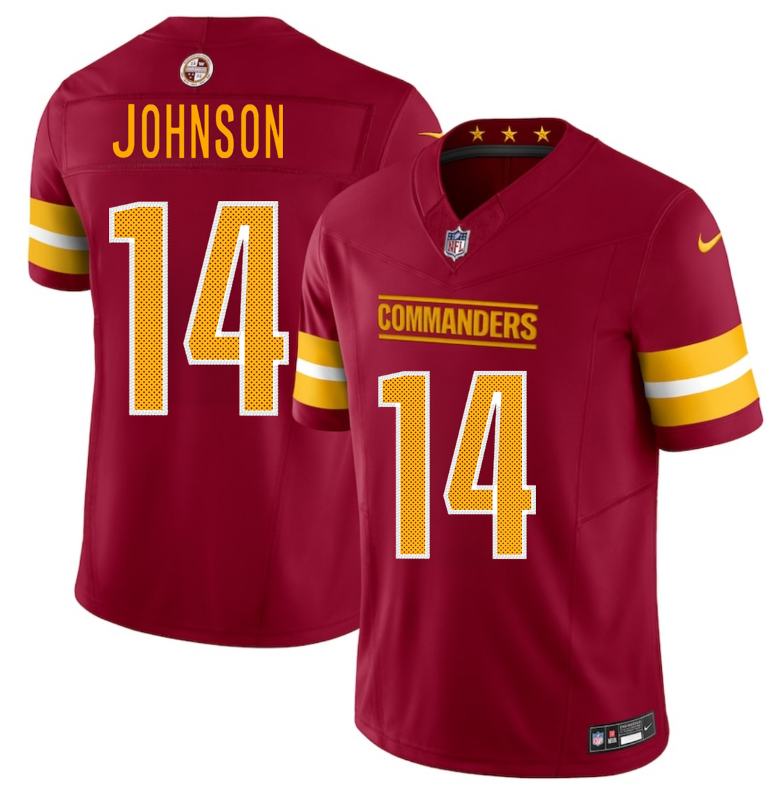 Men's Washington Commanders #14 Josh Johnson Burgundy 2025 Draft F.U.S.E. Vapor Limited Stitched Football Jersey Men's Washington Commanders #14 Josh Johnson Burgundy 2025 Draft F.U.S.E. Vapor Limited Stitched Football Jersey
