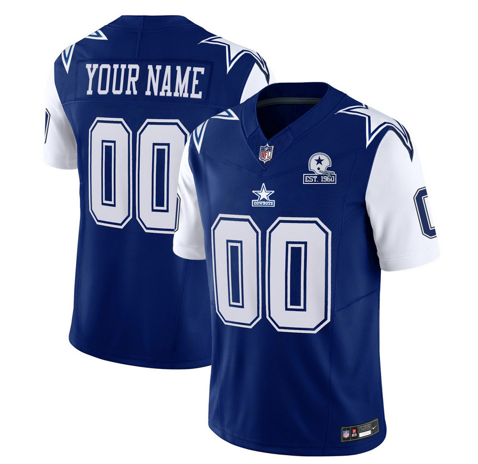 Men's Dallas Cowboys Active Player Custom Navy 2023 F.U.S.E. With Established In 1960 Patch Vapor Limited Stitched Football Jersey Men's Dallas Cowboys Active Player Custom Navy 2023 F.U.S.E. With Established In 1960 Patch Vapor Limited Stitched Football Jersey