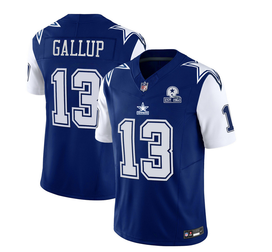 Men's Dallas Cowboys #13 Michael Gallup Navy 2023 F.U.S.E. With 1960 Patch Vapor Limited Stitched Football Jersey Men's Dallas Cowboys #13 Michael Gallup Navy 2023 F.U.S.E. With 1960 Patch Vapor Limited Stitched Football Jersey