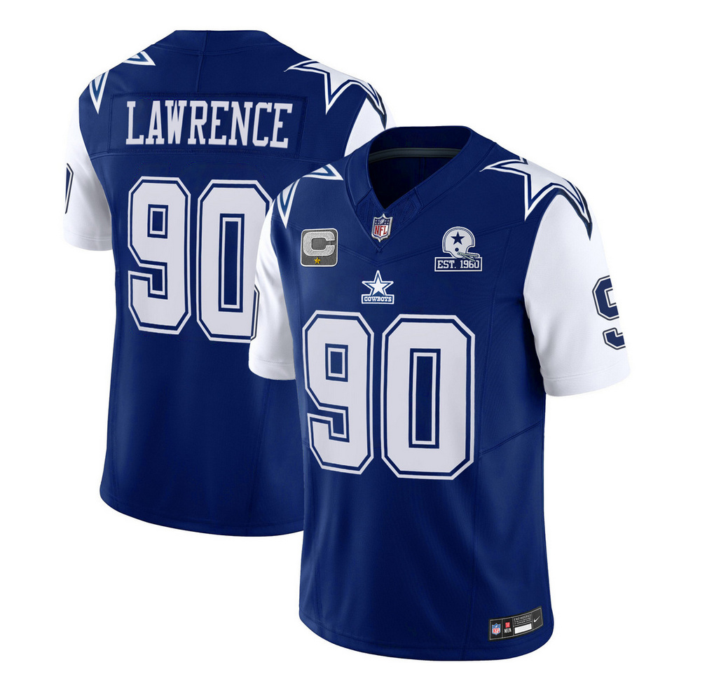 Men's Dallas Cowboys #90 DeMarcus Lawrence Navy 2023 F.U.S.E. With 1960 Patch Vapor Limited Stitched Football Jersey Men's Dallas Cowboys #90 DeMarcus Lawrence Navy 2023 F.U.S.E. With 1960 Patch Vapor Limited Stitched Football Jersey