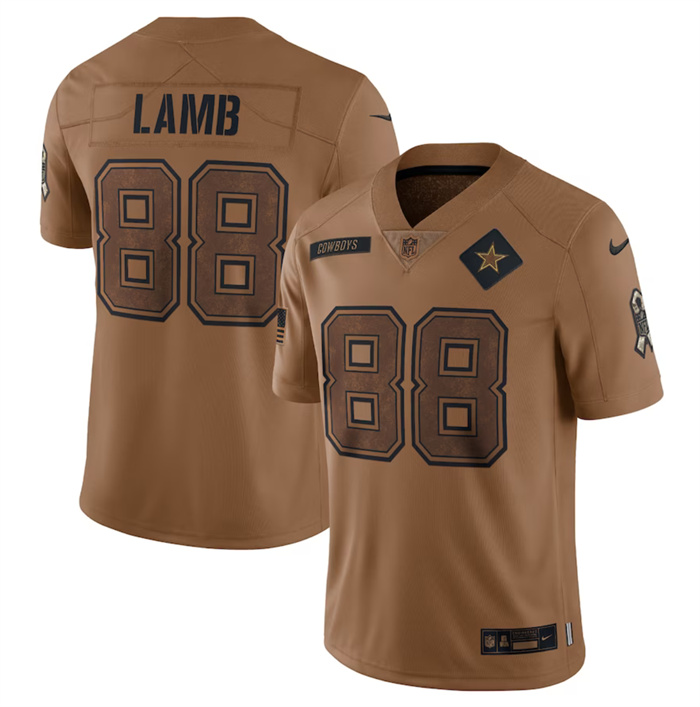 Men's Dallas Cowboys #88 CeeDee Lamb 2023 Brown Salute To Service Limited Football Jersey Men's Dallas Cowboys #88 CeeDee Lamb 2023 Brown Salute To Service Limited Football Jersey