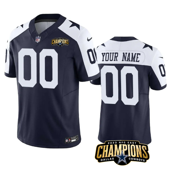 Men's Dallas Cowboys Active Player Custom Nay/White 2023 F.U.S.E. NFC East Champions Patch Stitched Football Jersey Men's Dallas Cowboys Active Player Custom Nay/White 2023 F.U.S.E. NFC East Champions Patch Stitched Football Jersey