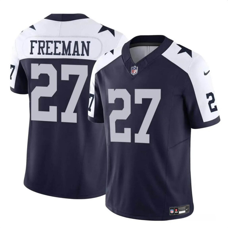 Men's Dallas Cowboys #27 Royce Freeman Navy/White 2023 F.U.S.E Thanksgiving Vapor Untouchable Limited Stitched Football Jersey Men's Dallas Cowboys #27 Royce Freeman Navy/White 2023 F.U.S.E Thanksgiving Vapor Untouchable Limited Stitched Football Jersey