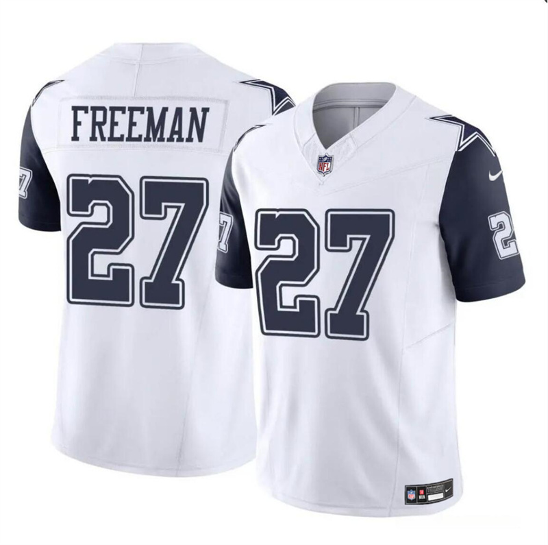 Men's Dallas Cowboys #27 Royce Freeman White 2023 F.U.S.E Color Rush Limited Stitched Football Jersey Men's Dallas Cowboys #27 Royce Freeman White 2023 F.U.S.E Color Rush Limited Stitched Football Jersey